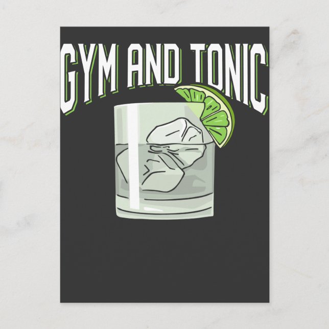 Funny Gin Tonic Pun Gym Fitness Humour Postcard (Front)