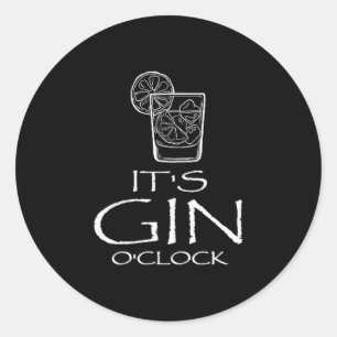 Funny Gin Tonic Saying Oh It's Gin O'clock Classic Round Sticker