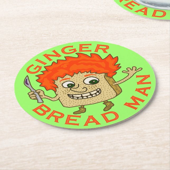 Funny Ginger Bread Man Christmas Pun Round Paper Coaster (Angled)