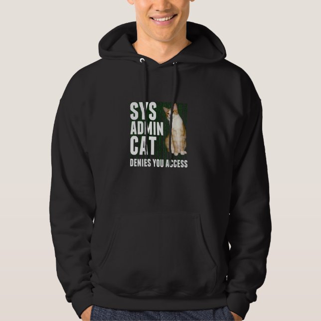Funny Ginger Cat Computer Laptop Sysadmin Kitty Me Hoodie (Front)