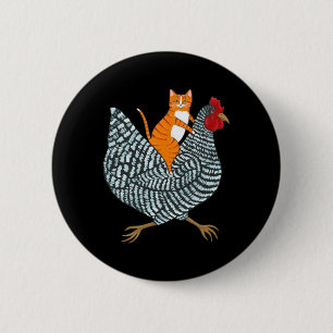 Funny Ginger Cat Orange Kitten Chicken Ride Men Wo 6 Cm Round Badge