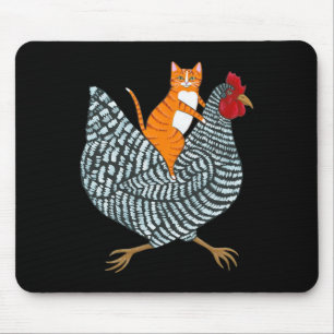 Funny Ginger Cat Orange Kitten Chicken Ride Men Wo Mouse Mat