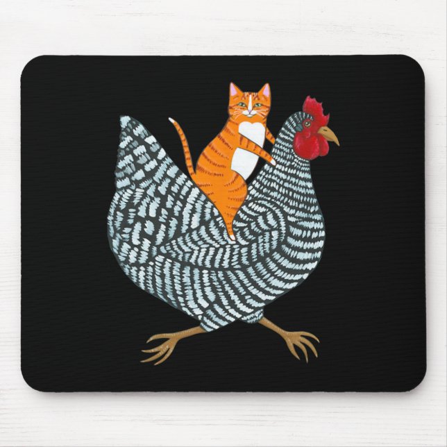 Funny Ginger Cat Orange Kitten Chicken Ride Men Wo Mouse Mat (Front)
