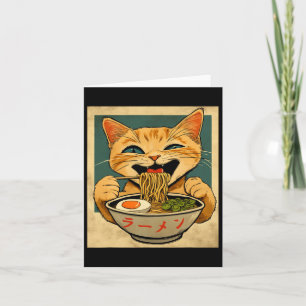 Funny Ginger Cat Ramen Japanese Kawaii Anime Cat G Card