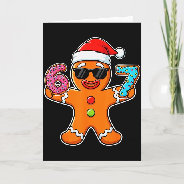 Funny Gingerbread 67 Ice Cream Drip Gen Alpha Chri Card (Front)