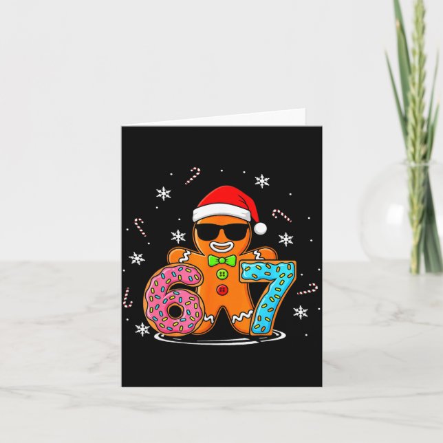 Funny Gingerbread 67 Six Seven Ice Cream Drip Chri Card (Front)