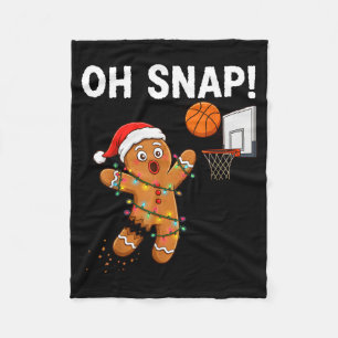 Funny Gingerbread Basketball Christmas Santa Cooki Fleece Blanket