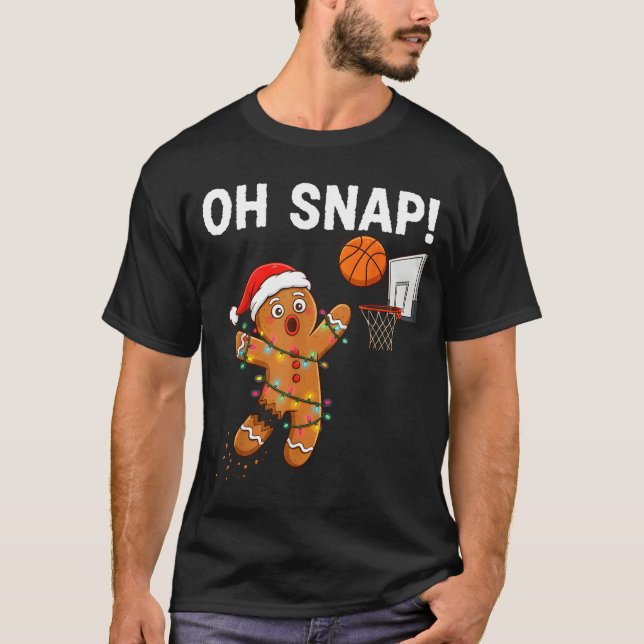 Funny Gingerbread Basketball Christmas Santa Cooki T-Shirt (Front)