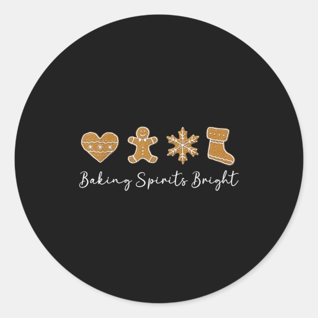 Funny Gingerbread Christmas Baking Srits Bright Co Classic Round Sticker (Front)