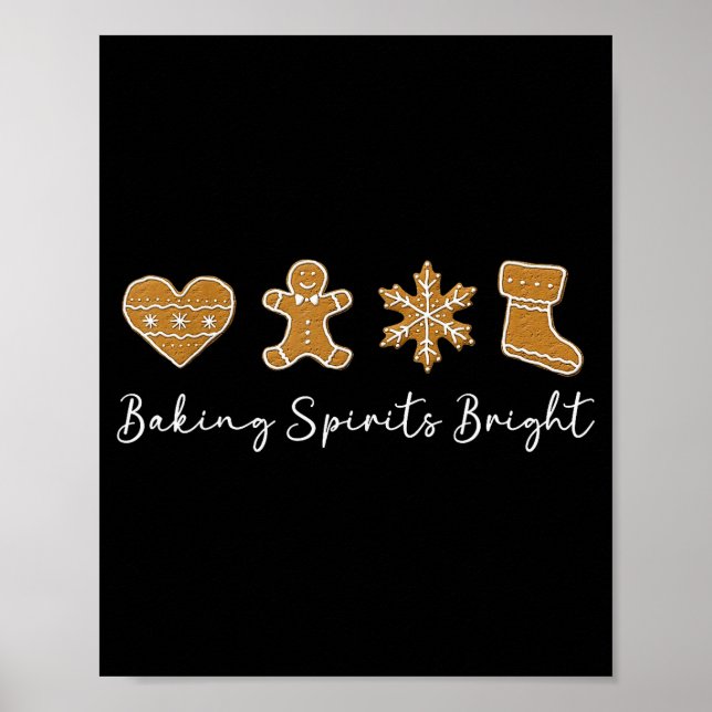 Funny Gingerbread Christmas Baking Srits Bright Co Poster (Front)
