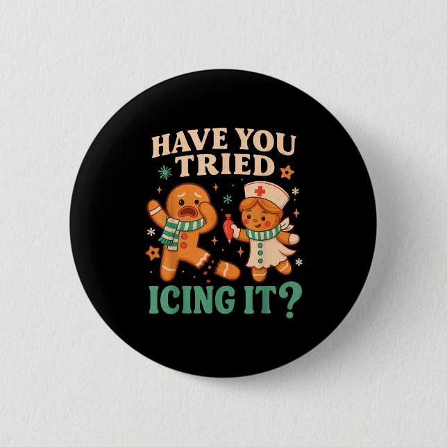 Funny Gingerbread Christmas Pun Have You Tried Ici 6 Cm Round Badge (Front)
