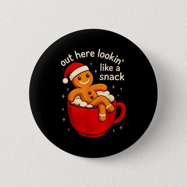 Funny Gingerbread Christmas Snack Cookies Boys Tod 6 Cm Round Badge (Front)