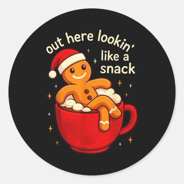 Funny Gingerbread Christmas Snack Cookies Boys Tod Classic Round Sticker (Front)