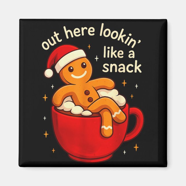 Funny Gingerbread Christmas Snack Cookies Boys Tod Magnet (Front)
