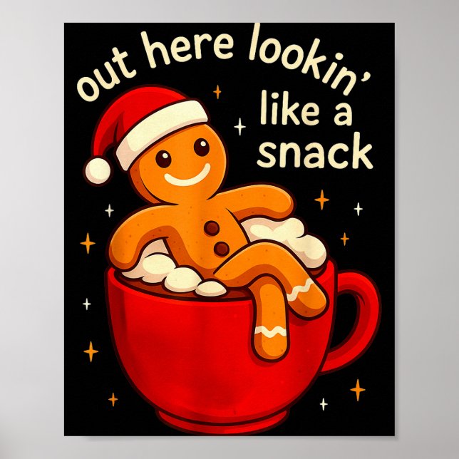 Funny Gingerbread Christmas Snack Cookies Boys Tod Poster (Front)