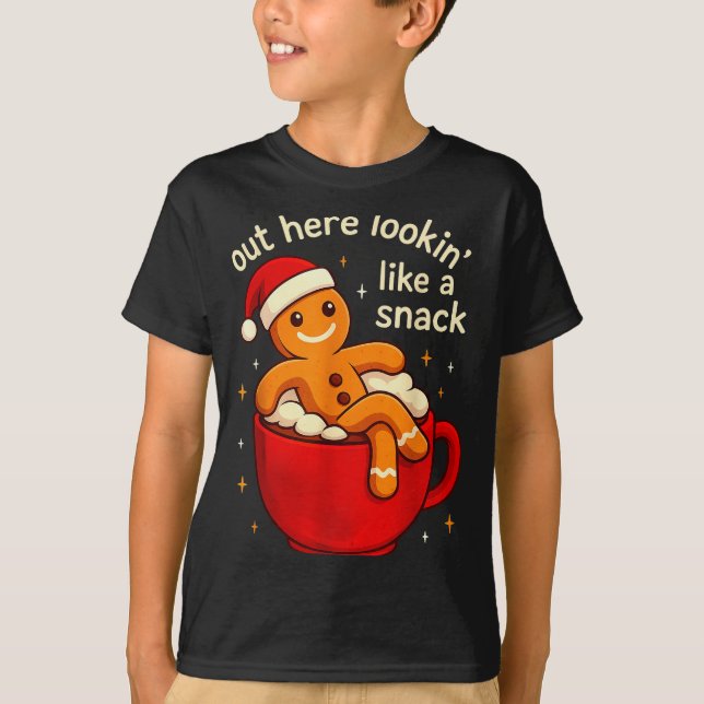 Funny Gingerbread Christmas Snack Cookies Boys Tod T-Shirt (Front)