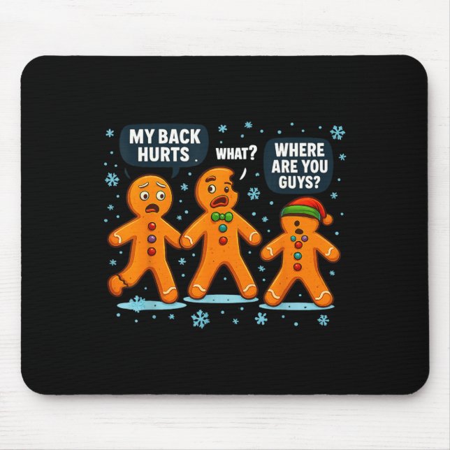 Funny Gingerbread Christmas Snow Cookie Design Men Mouse Mat (Front)