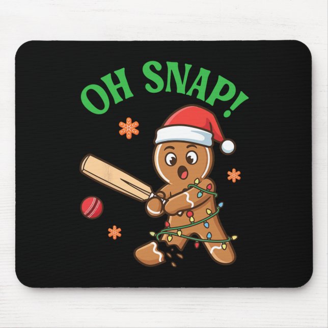 Funny Gingerbread Cricket Christmas Cookie Oh Snap Mouse Mat (Front)