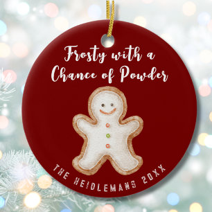 Funny Gingerbread Cute Red Traditional Christmas Ceramic Tree Decoration