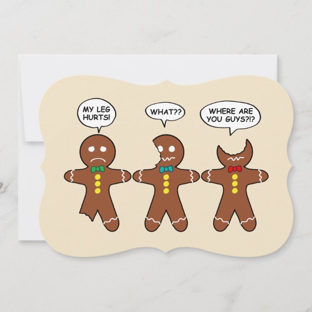 Funny Gingerbread Everything is Fine Holiday Card (Front)
