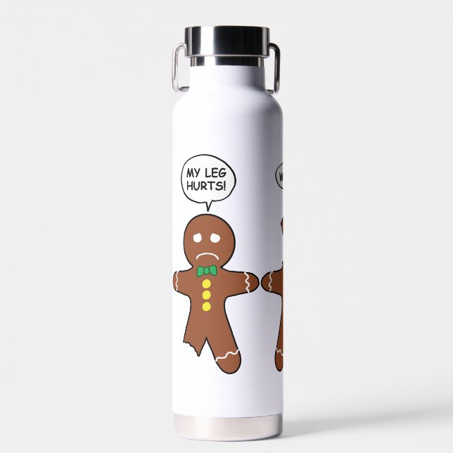 Funny Gingerbread Everything is Fine Holiday Water Bottle (Front)