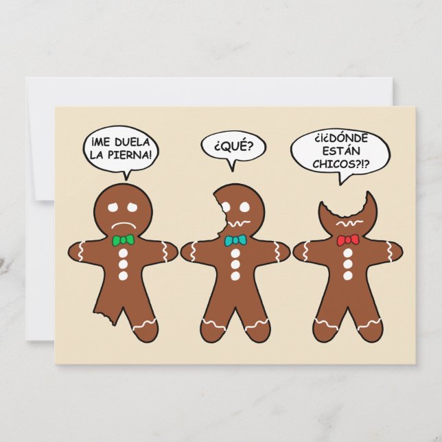 Funny Gingerbread Everything is Fine Spanish Holiday Card (Front)