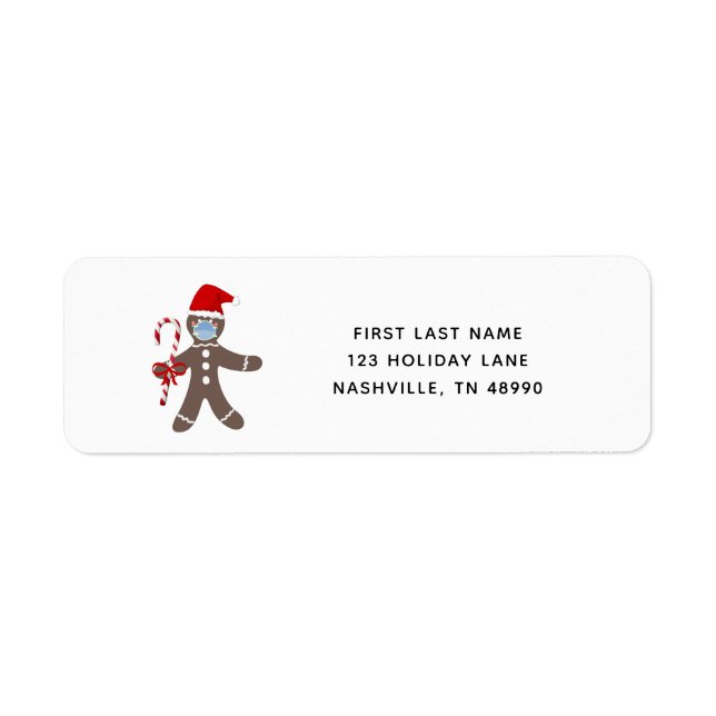 Funny Gingerbread Face Red Christmas Address (Front)