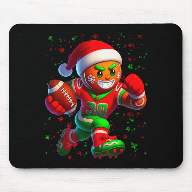 Funny Gingerbread Football Snowflake Christmas Xma Mouse Mat (Front)