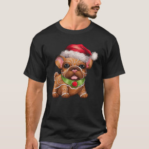 Funny Gingerbread French Bulldog Christmas Womens T-Shirt