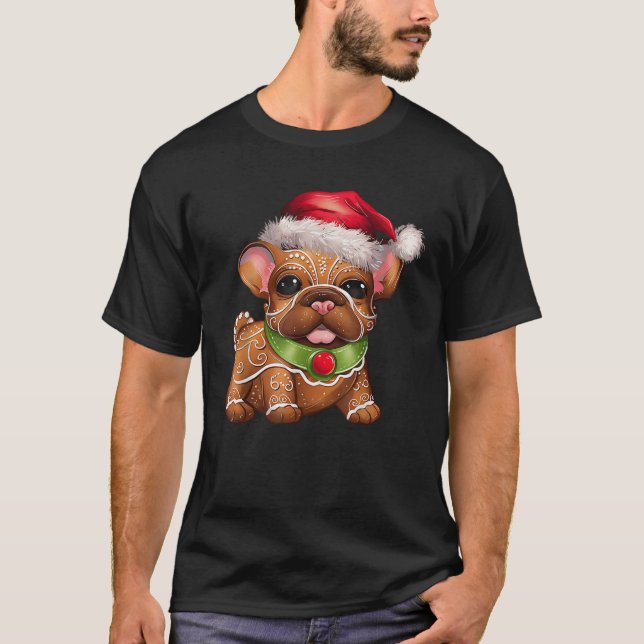 Funny Gingerbread French Bulldog Christmas Womens  T-Shirt (Front)