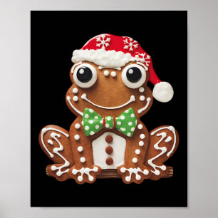 Funny Gingerbread Frog Christmas Womens Mens Kids Poster