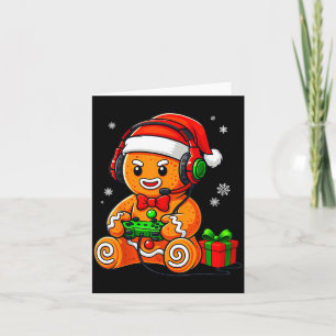 Funny Gingerbread Gaming Pjs Pajamas Christmas Xma Card