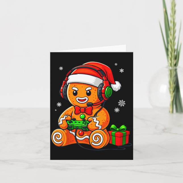 Funny Gingerbread Gaming Pjs Pajamas Christmas Xma Card (Front)