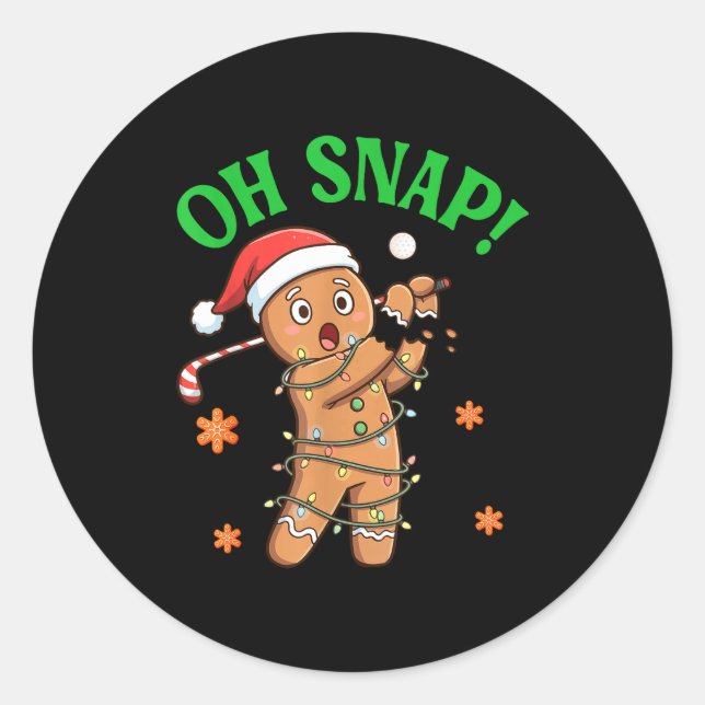 Funny Gingerbread Golf Christmas Cookie Oh Snap Sa Classic Round Sticker (Front)