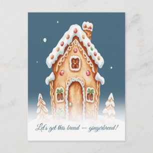 Funny Gingerbread House Christmas Greeting Postcard
