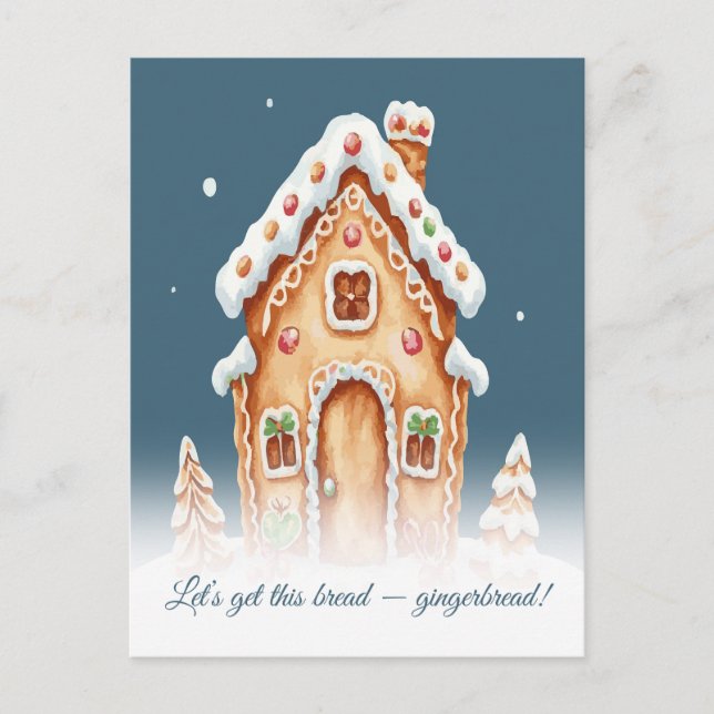 Funny Gingerbread House Christmas Greeting Postcard (Front)