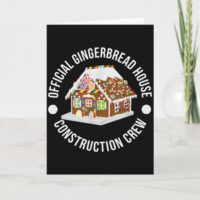 Funny Gingerbread House Construction Crew Christma Card (Front)