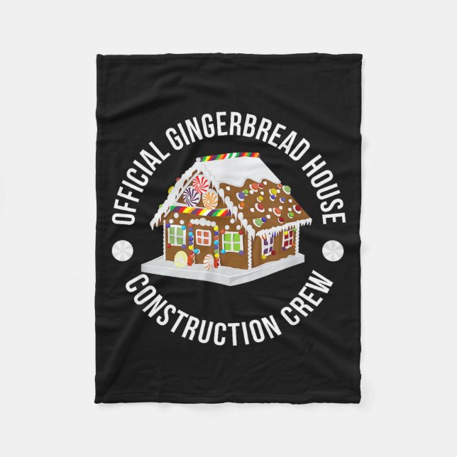 Funny Gingerbread House Construction Crew Christma Fleece Blanket (Front)