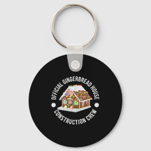 Funny Gingerbread House Construction Crew Christma Key Ring