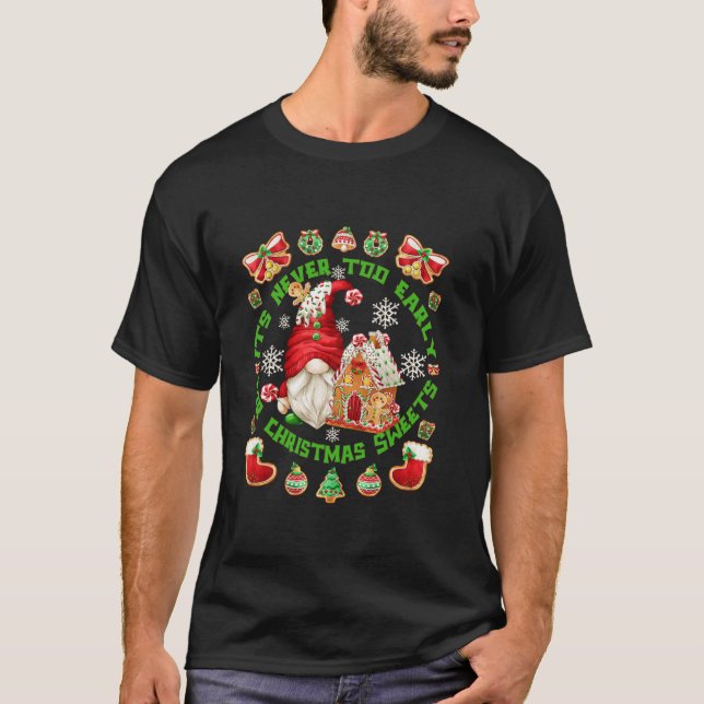 Funny Gingerbread House Gnome For Women Cute Chris T-Shirt (Front)