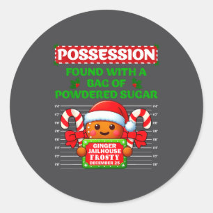 Funny Gingerbread Inmate Christmas Matching Family Classic Round Sticker