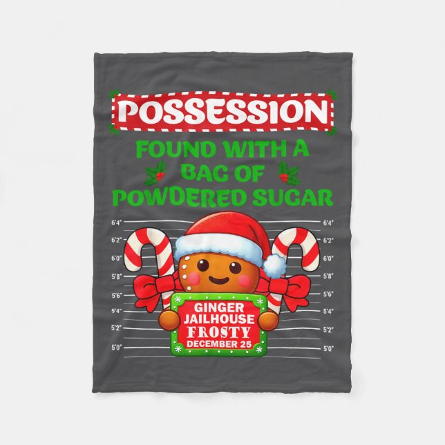 Funny Gingerbread Inmate Christmas Matching Family Fleece Blanket (Front)