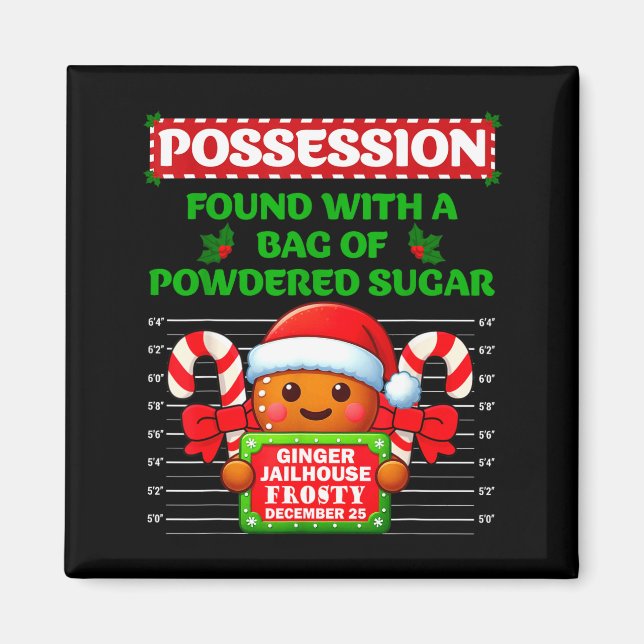 Funny Gingerbread Inmate Christmas Matching Family Magnet (Front)