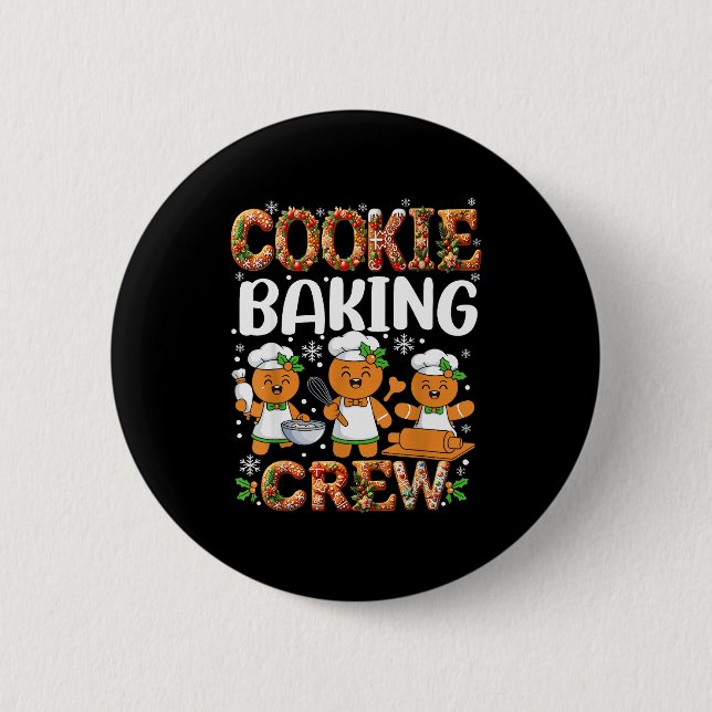 Funny Gingerbread Lovers Cookie Baking Crew Christ 6 Cm Round Badge (Front)