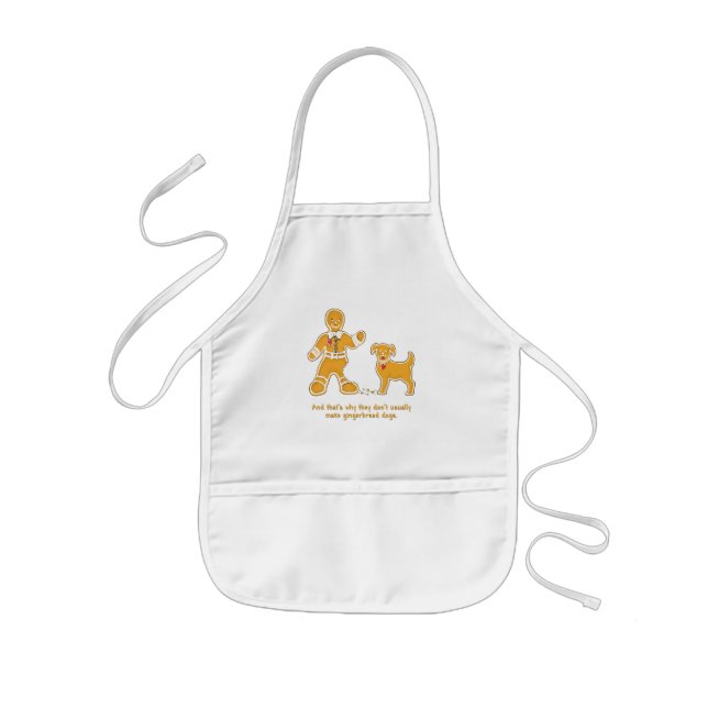 Funny Gingerbread Man and Dog for Christmas Kids Apron (Front)