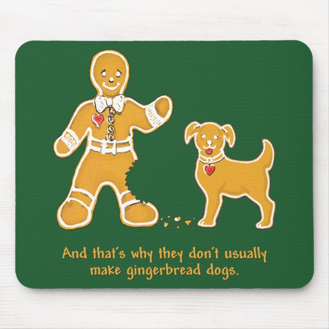 Funny Gingerbread Man and Dog for Christmas Mouse Mat (Front)