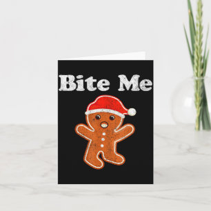 Funny Gingerbread Man Bite Me Christmas Cookie Cos Card