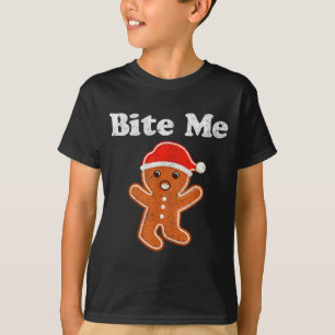 Funny Gingerbread Man Bite Me Christmas Cookie Cos T-Shirt