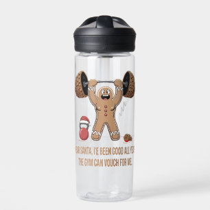 Funny Gingerbread Man Christmas Gym Workout Water Bottle
