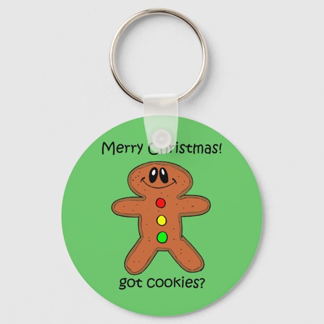 Funny gingerbread man Christmas Key Ring (Front)